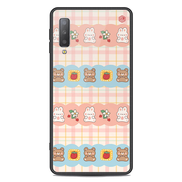 Cute Korean Design Series Soft Phone Case - Premium Glass Case - Design 5 - Samsung Galaxy A7 2018