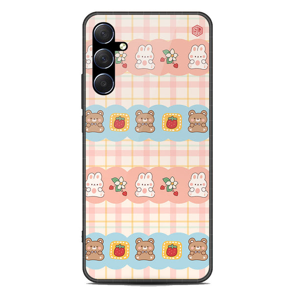 Cute Korean Design Series Soft Phone Case - Premium Glass Case - Design 5 - Samsung Galaxy M53