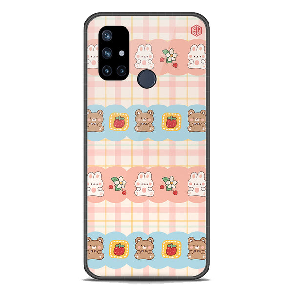 Cute Korean Design Series Soft Phone Case - Premium Glass Case - Design 5 - OnePlus Nord N10 5G