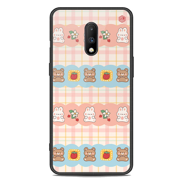 Cute Korean Design Series Soft Phone Case - Premium Glass Case - Design 5 - OnePlus 7