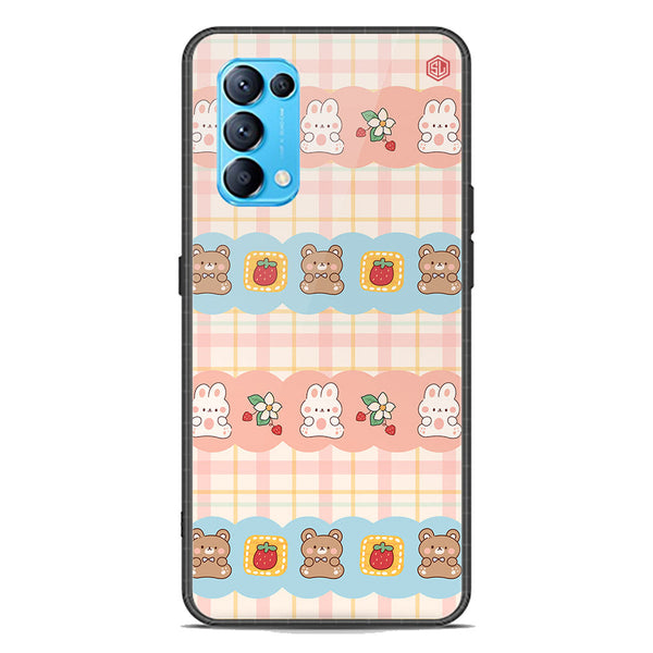Cute Korean Design Series Soft Phone Case - Premium Glass Case - Design 5 - Oppo Reno 5 4G