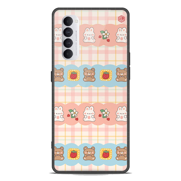 Cute Korean Design Series Soft Phone Case - Premium Glass Case - Design 5 - Oppo Reno 4 Pro 5G