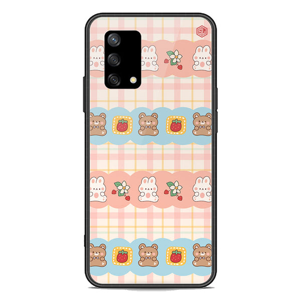 Cute Korean Design Series Soft Phone Case - Premium Glass Case - Design 5 - Oppo F19s