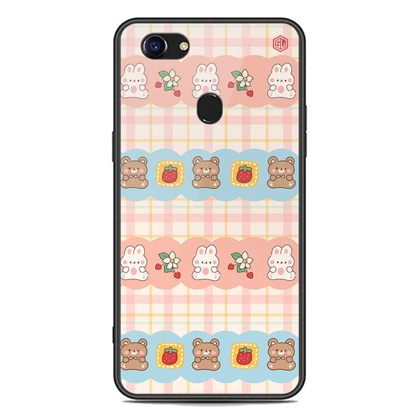 Cute Korean Design Series Soft Phone Case - Premium Glass Case - Design 5 - Oppo F5