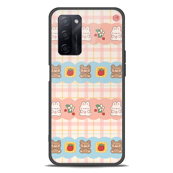 Cute Korean Design Series Soft Phone Case - Premium Glass Case - Design 5 - Oppo A55s