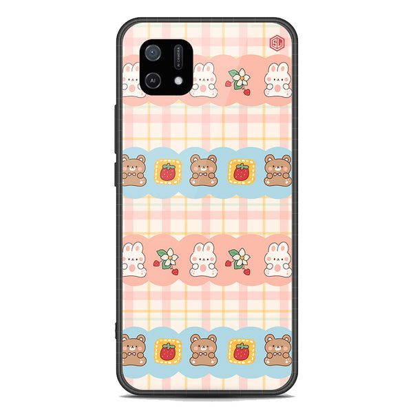 Cute Korean Design Series Soft Phone Case - Premium Glass Case - Design 5 - Oppo A16K