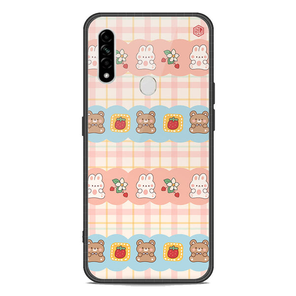 Cute Korean Design Series Soft Phone Case - Premium Glass Case - Design 5 - Oppo A8