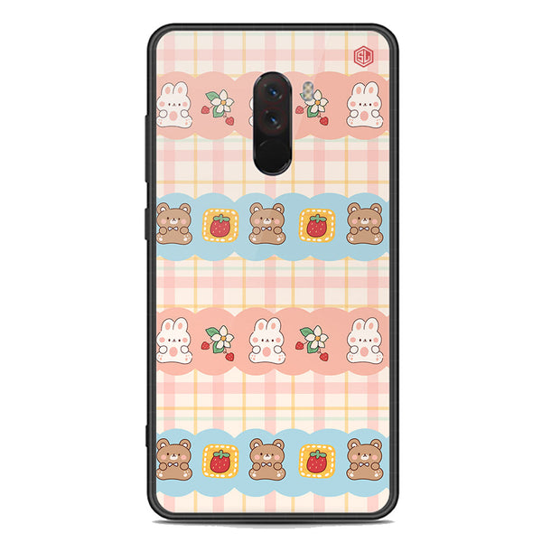 Cute Korean Design Series Soft Phone Case - Premium Glass Case - Design 5 - Xiaomi Pocophone F1