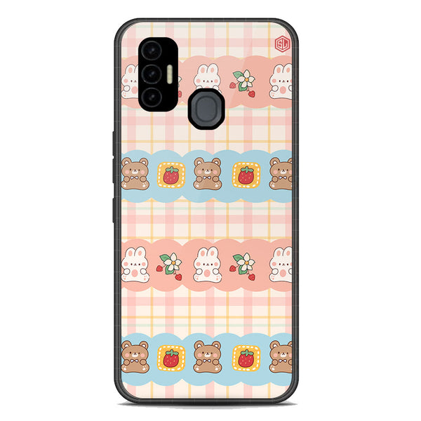Cute Korean Design Series Soft Phone Case - Premium Glass Case - Design 5 - Tecno Spark 7