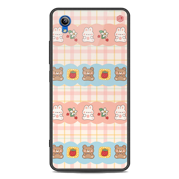 Cute Korean Design Series Soft Phone Case - Premium Glass Case - Design 5 - Vivo Y91i