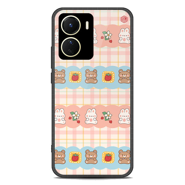 Cute Korean Design Series Soft Phone Case - Premium Glass Case - Design 5 - Vivo Y56 5G