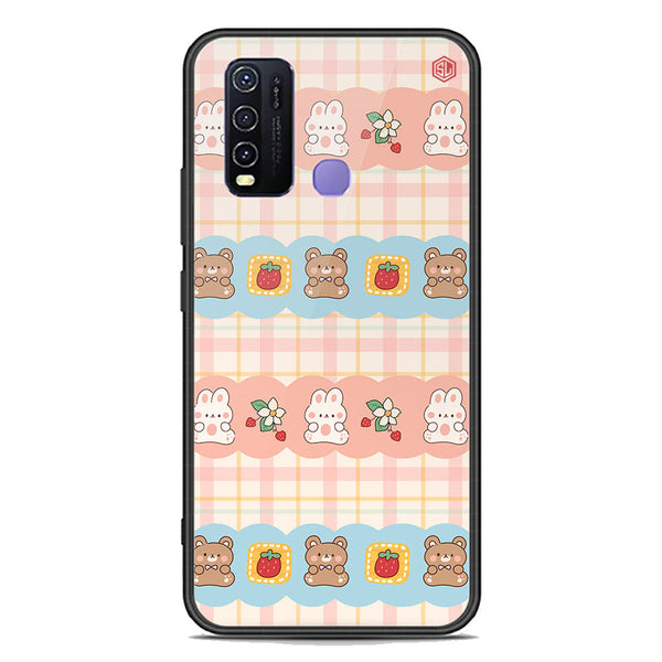 Cute Korean Design Series Soft Phone Case - Premium Glass Case - Design 5 - Vivo Y50