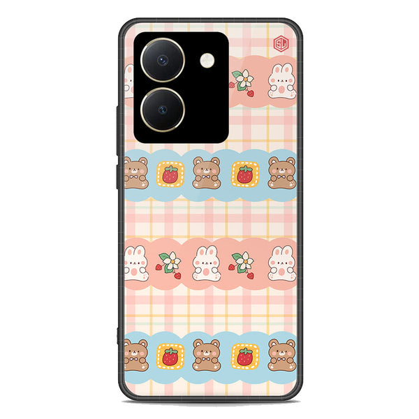 Cute Korean Design Series Soft Phone Case - Premium Glass Case - Design 5 - Vivo Y36 4G