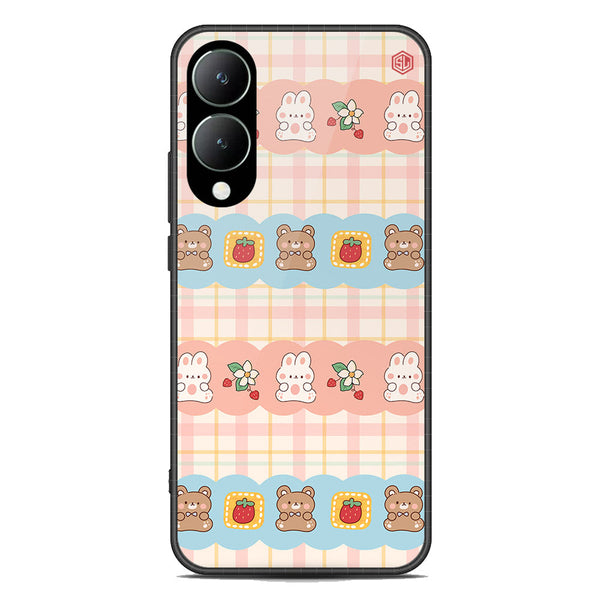 Cute Korean Design Series Soft Phone Case - Premium Glass Case - Design 5 - Vivo Y17s