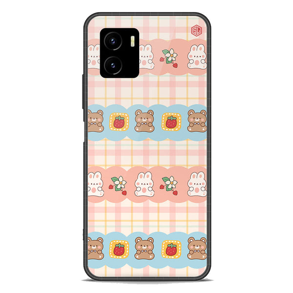 Cute Korean Design Series Soft Phone Case - Premium Glass Case - Design 5 - Vivo Y15s