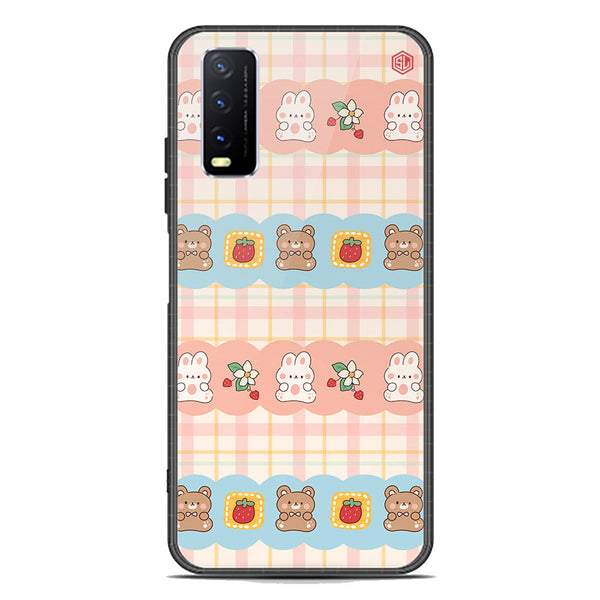 Cute Korean Design Series Soft Phone Case - Premium Glass Case - Design 5 - Vivo Y12a