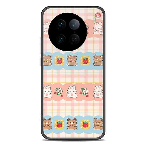 Cute Korean Design Series Soft Phone Case - Premium Glass Case - Design 5 - Vivo X90 Pro
