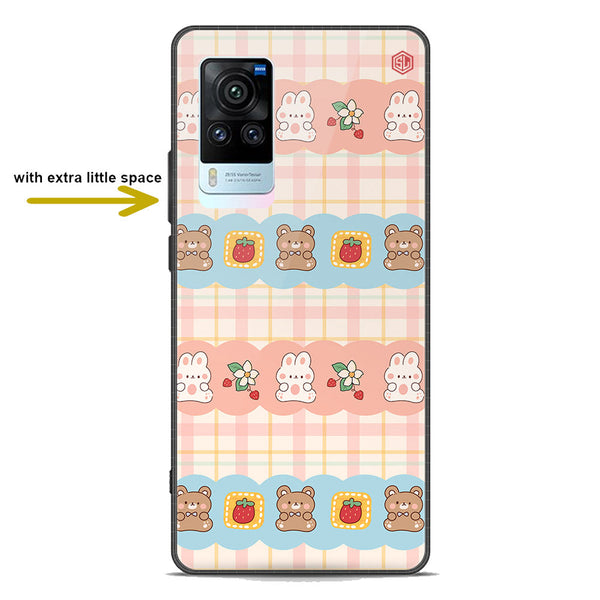 Cute Korean Design Series Soft Phone Case - Premium Glass Case - Design 5 - Vivo X60 Pro