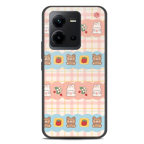 Cute Korean Design Series Soft Phone Case - Premium Glass Case - Design 5 - Vivo V25e