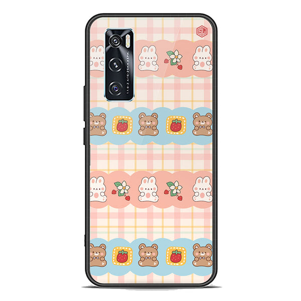 Cute Korean Design Series Soft Phone Case - Premium Glass Case - Design 5 - Vivo V20 SE