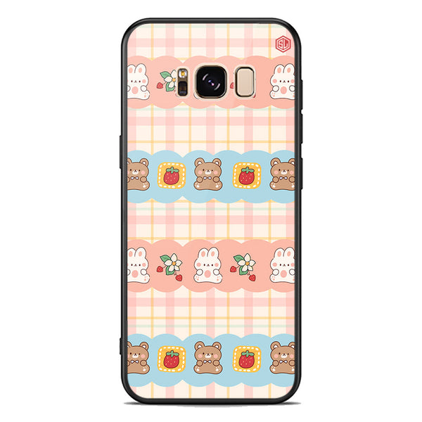 Cute Korean Design Series Soft Phone Case - Premium Glass Case - Design 5 - Samsung Galaxy S8