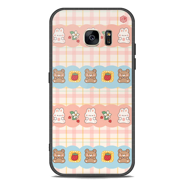 Cute Korean Design Series Soft Phone Case - Premium Glass Case - Design 5 - Samsung Galaxy S7
