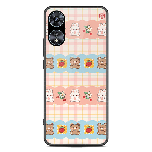 Cute Korean Design Series Soft Phone Case - Premium Glass Case - Design 5 - Oppo A78 4G