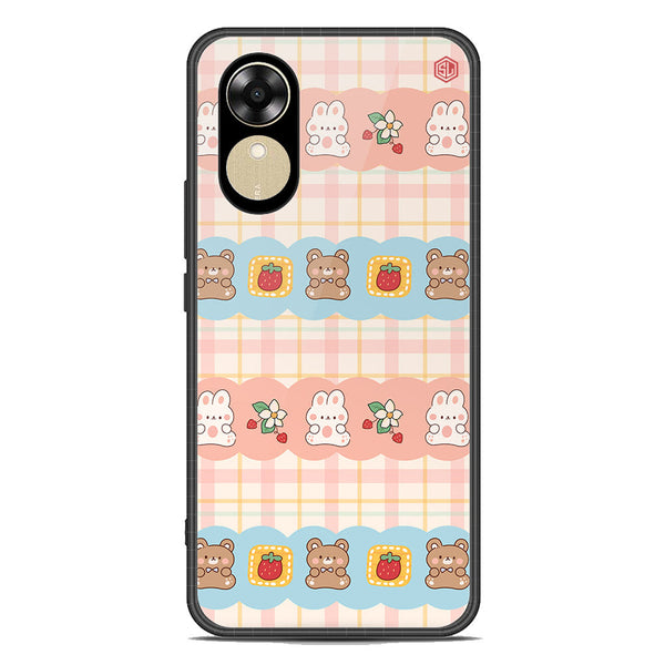 Cute Korean Design Series Soft Phone Case - Premium Glass Case - Design 5 - Oppo A17k