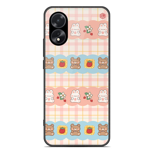 Cute Korean Design Series Soft Phone Case - Premium Glass Case - Design 5 - Oppo A18