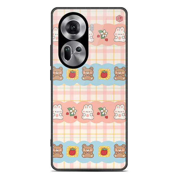 Cute Korean Design Series Soft Phone Case - Premium Glass Case - Design 5 - Oppo Reno 11