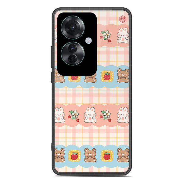 Cute Korean Design Series Soft Phone Case - Premium Glass Case - Design 5 - Oppo Reno 11F