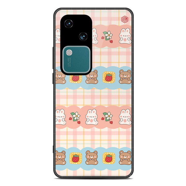 Cute Korean Design Series Soft Phone Case - Premium Glass Case - Design 5 - Vivo S18