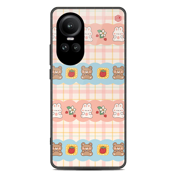 Cute Korean Design Series Soft Phone Case - Premium Glass Case - Design 5 - Oppo Reno 10 Pro