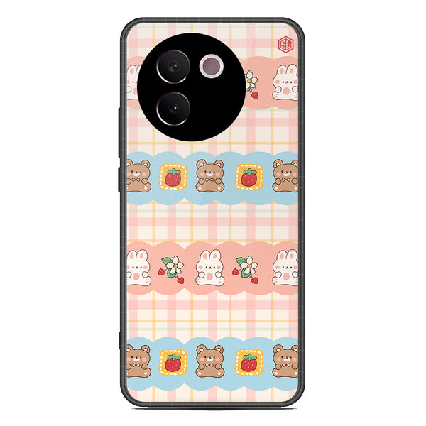 Cute Korean Design Series Soft Phone Case - Premium Glass Case - Design 5 - Vivo V30e