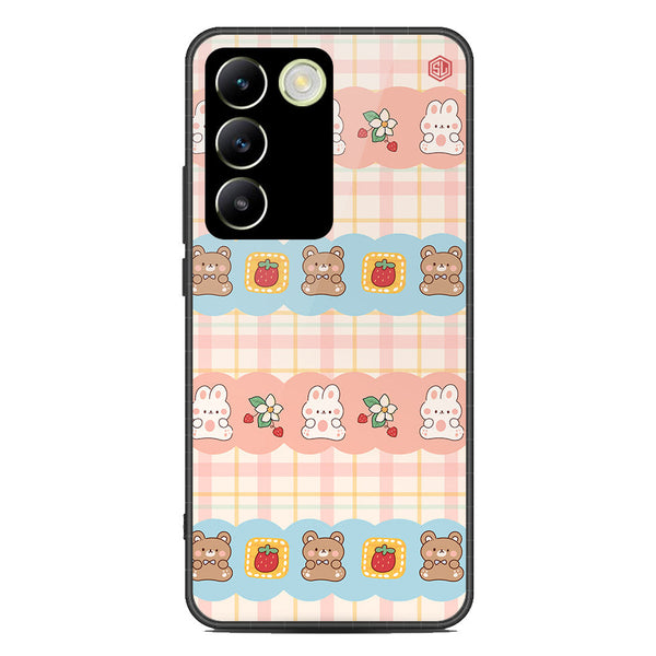 Cute Korean Design Series Soft Phone Case - Premium Glass Case - Design 5 - Vivo Y100 4G