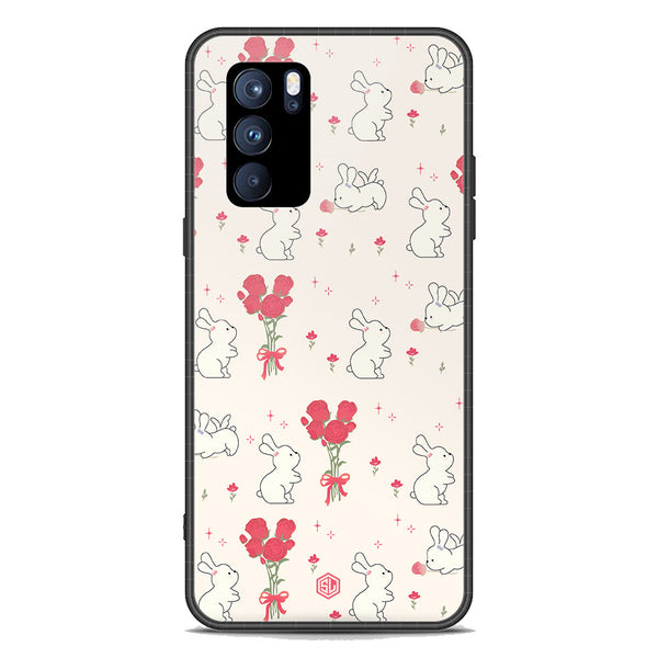 Cute Korean Design Series Soft Phone Case - Premium Glass Case - Design 6 - Oppo Reno 6 5G