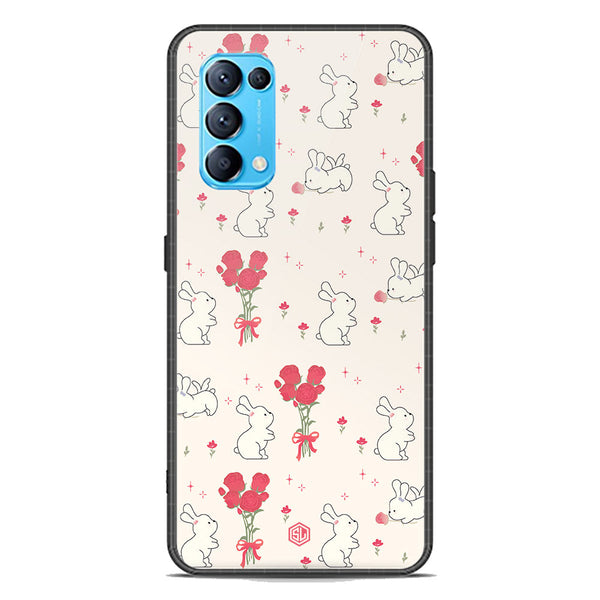 Cute Korean Design Series Soft Phone Case - Premium Glass Case - Design 6 - Oppo Reno 5 4G
