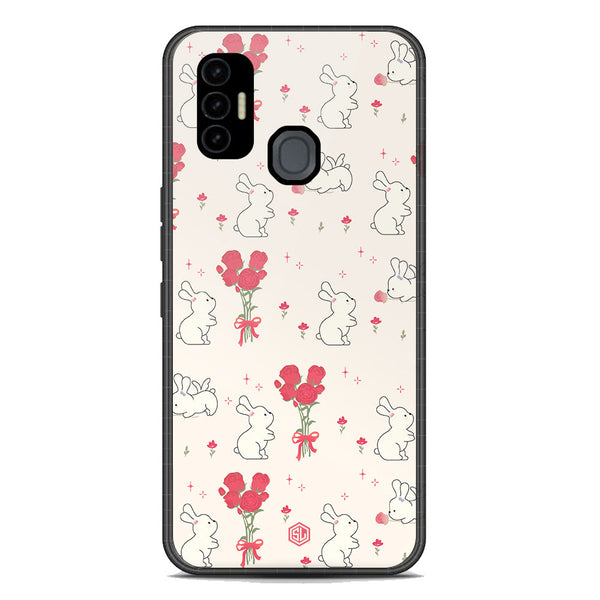 Cute Korean Series Soft Phone Case - Premium Glass Case - Design 6 - Tecno Spark 7