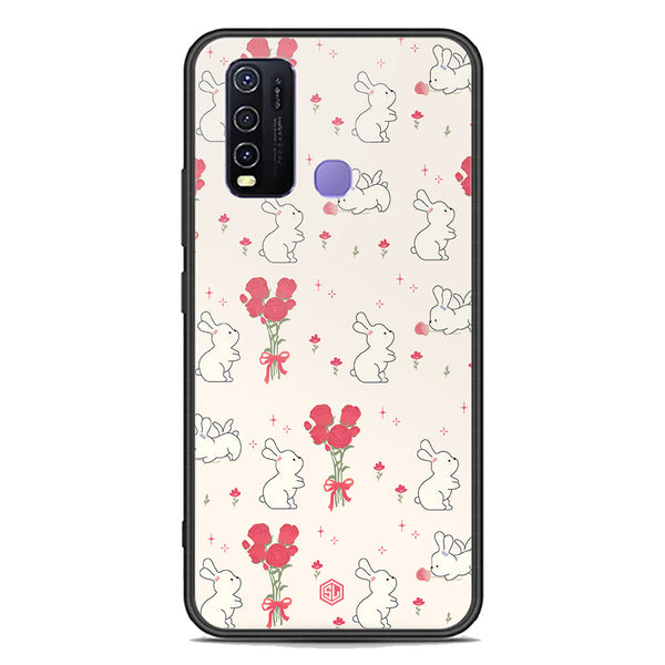 Cute Korean Series Soft Phone Case - Premium Glass Case - Design 6 - Vivo Y50