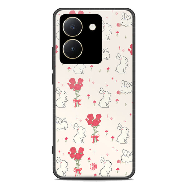Cute Korean Series Soft Phone Case - Premium Glass Case - Design 6 - Vivo Y36 4G