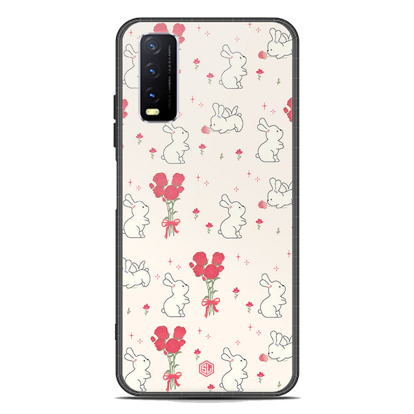 Cute Korean Series Soft Phone Case - Premium Glass Case - Design 6 - Vivo Y12a