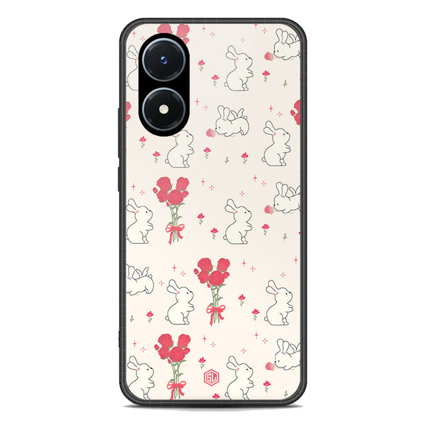 Cute Korean Series Soft Phone Case - Premium Glass Case - Design 6 - Vivo Y02s