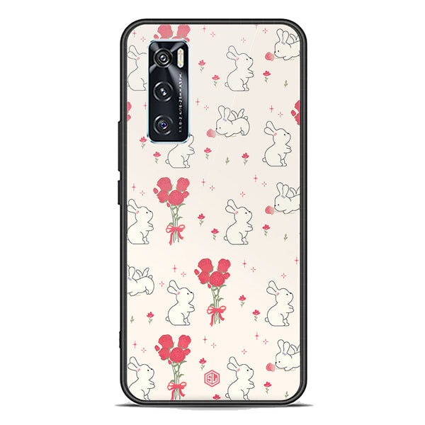 Cute Korean Series Soft Phone Case - Premium Glass Case - Design 6 - Vivo V20 SE