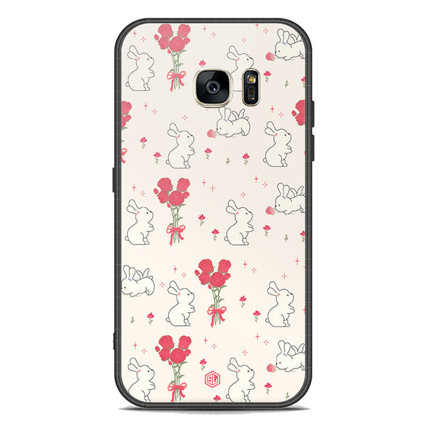 Cute Korean Design Series Soft Phone Case - Premium Glass Case - Design 6 - Samsung Galaxy S7