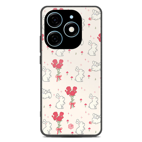Cute Korean Series Soft Phone Case - Premium Glass Case - Design 6 - Tecno Spark 20C