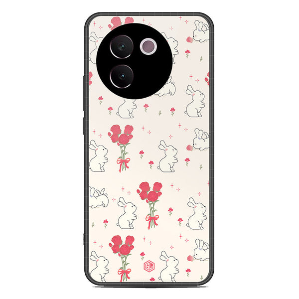 Cute Korean Design Series Soft Phone Case - Premium Glass Case - Design 6 - Vivo V30e