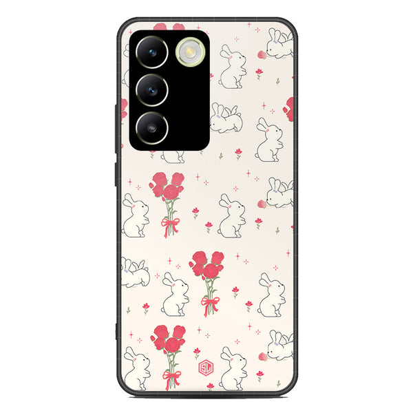 Cute Korean Design Series Soft Phone Case - Premium Glass Case - Design 6 - Vivo Y100 4G