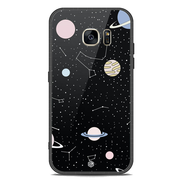 Space Series Soft Phone Case - Premium Glass Case - Design 1 - Samsung Galaxy S7