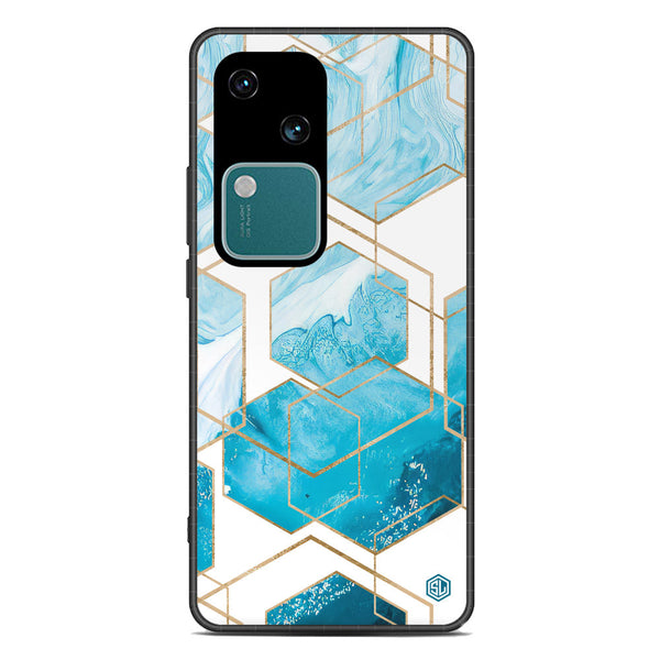 Stylish Marble Series Soft Phone Case - Premium Glass Case - Design 1 - Vivo V30