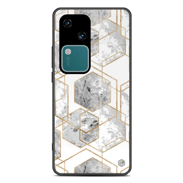 Stylish Marble Series Soft Phone Case - Premium Glass Case - Design 2 - Vivo V30